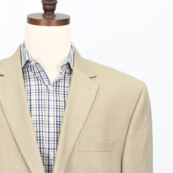 Chaps 48R Beige Blazer Sport Coat Jacket 2-Button Solid Y231